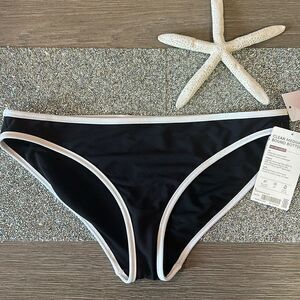Athleta Clean Bound Bottom Women's Swim Bikini Black White Size Large NWT 🌊🖤🤍
